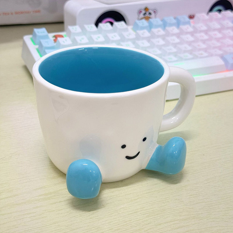 Kawaii hand - pinch feet ceramic coffee cup. High - aesthetic, great for home/dorm. Ideal gift, doubles as mark cup.